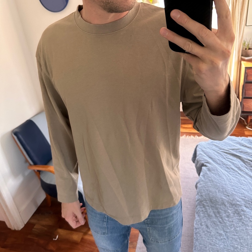 Zara Men's Tan Long Sleeve Tee